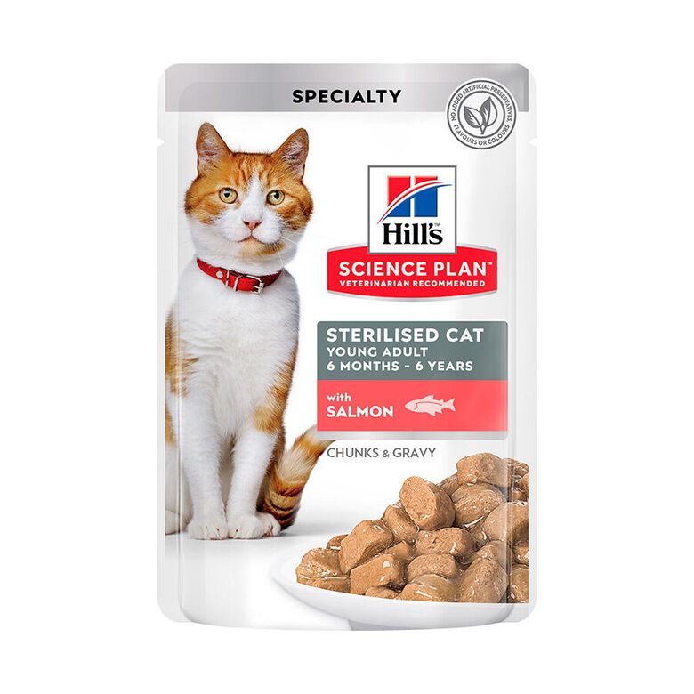 Hill&#039;s Science Plan Sterilized Young Adult Salmón sobre para gatos thumbnail
