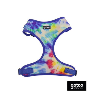 Gotoo Arnes ajustable estampado azul tie dye para perro