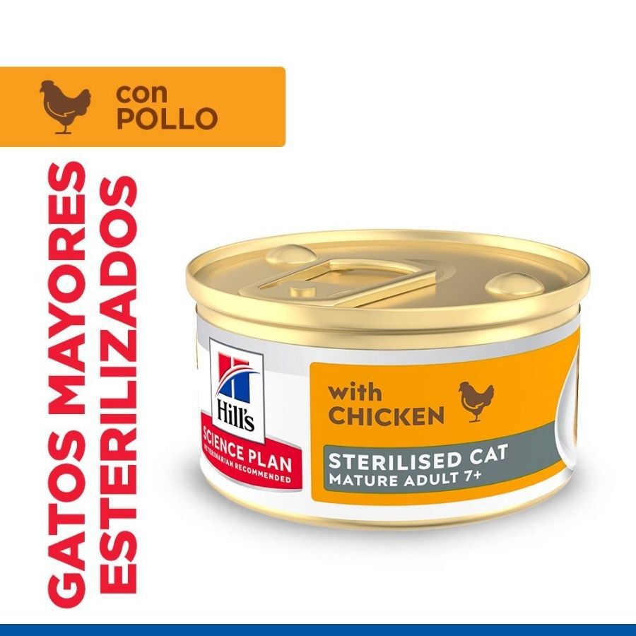 85 g Hill's Science Plan Mature Sterilised Mousse de Pollo para gatos, , large Imagen numero 1