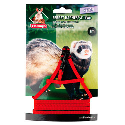 Flamingo arn&eacute;s para hurones de nylon con correa Imagen numero 1