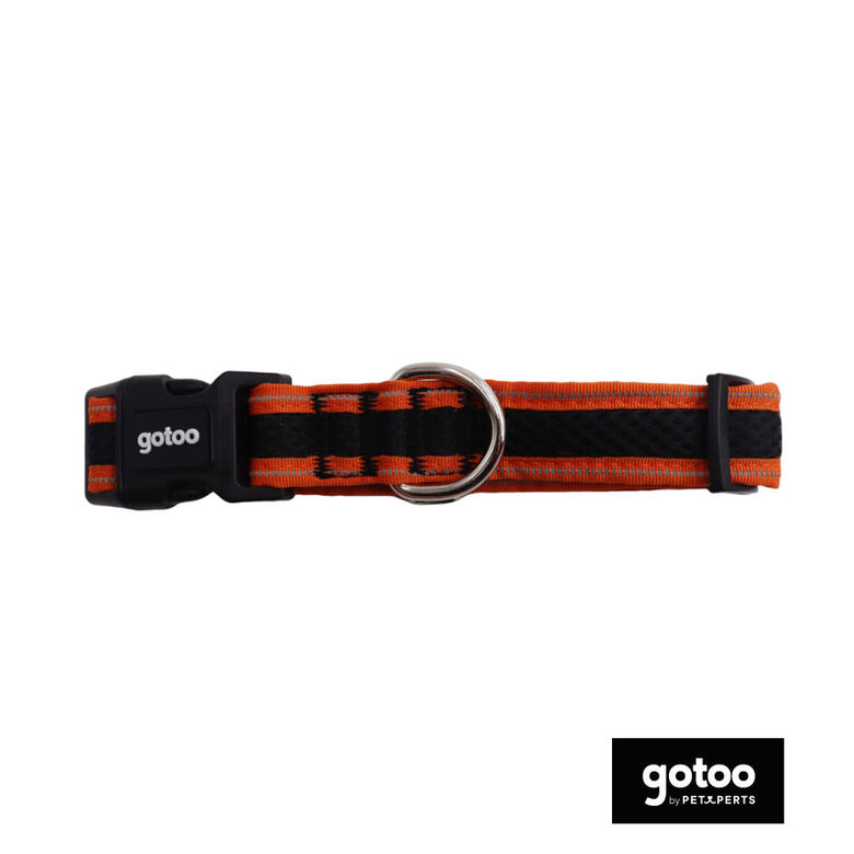 Gotoo collar de malla transpirable naranja y negro para perros thumbnail