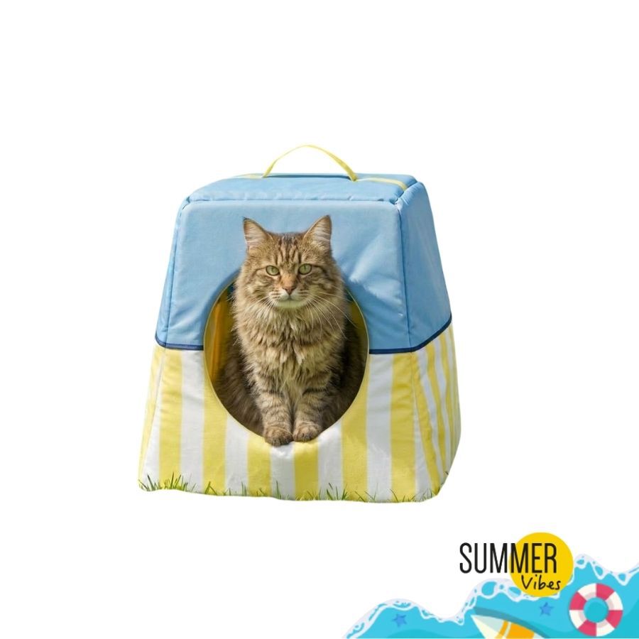 Summer Vibes Cama Cueva Azul y Amarillo para gatos, , large Imagen numero 7