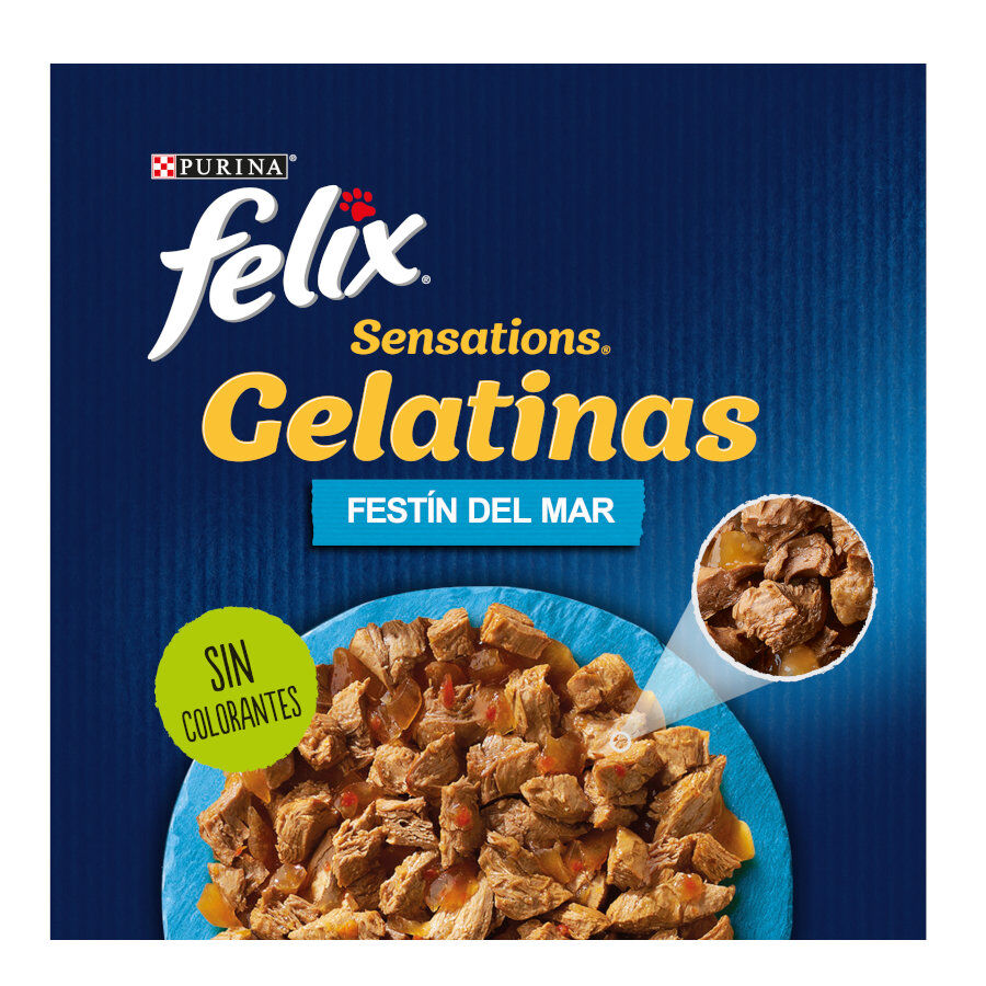 12 sobres x 85 g Felix Sensations Fest&iacute;n del Mar sobres en gelatina para gatos, , large Imagen numero 2