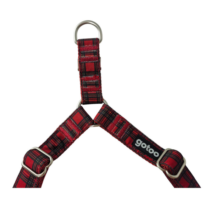 Gotoo Arnés estampado tartán rojo para perros thumbnail
