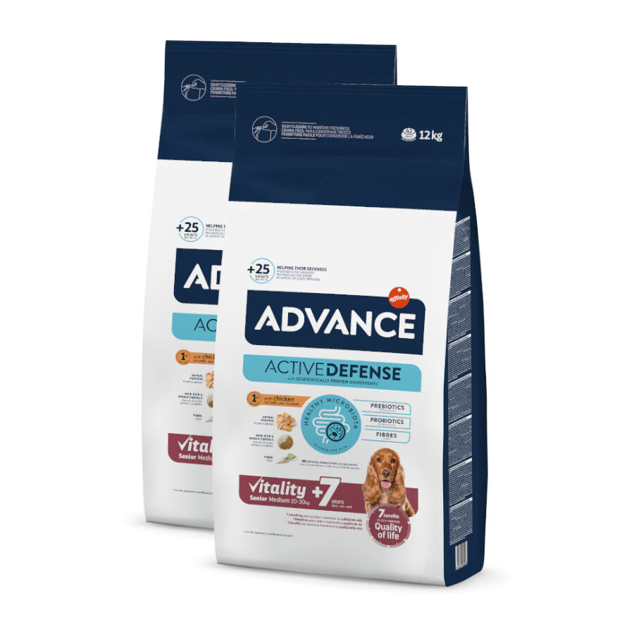 Advance Medium Senior +7 Active Defense Pollo y Arroz pienso para perros