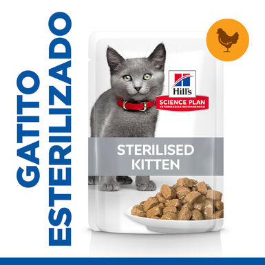 Hill's Science Plan Feline Sterilised Kitten Pollo en Salsa sobre para gatos