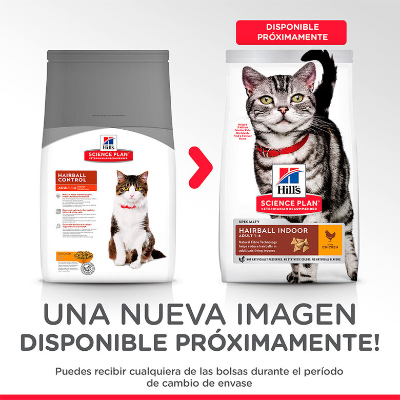 Hill's Adult Hairball Idoor Pollo pienso para gatos, , large image number null