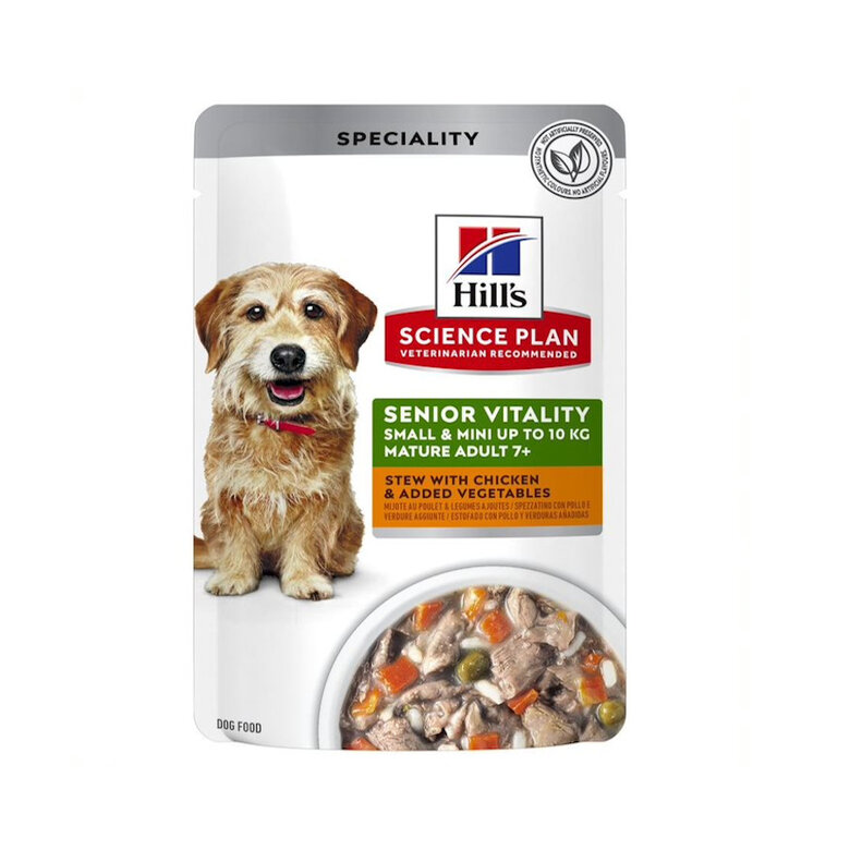 12 sobres x 80 g Hill's Science Plan Senior vitatily adult 7+ small & adult estofado de pollo sobre para perros ¡Pack ahorro!,  Imagen numero 2 12 sobres x 80 g Hill's Science Plan Senior vitatily adult 7+ small & adult estofado de pollo sobre para perros ¡Pack ahorro!, , large Imagen numero 2