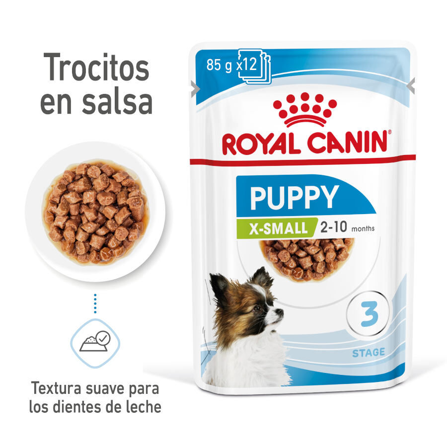 Royal Canin X-Small Puppy Trocitos en Salsa sobre para perros