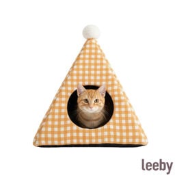 Leeby Cama Pir&aacute;mide Vichy Naranja para gatos
