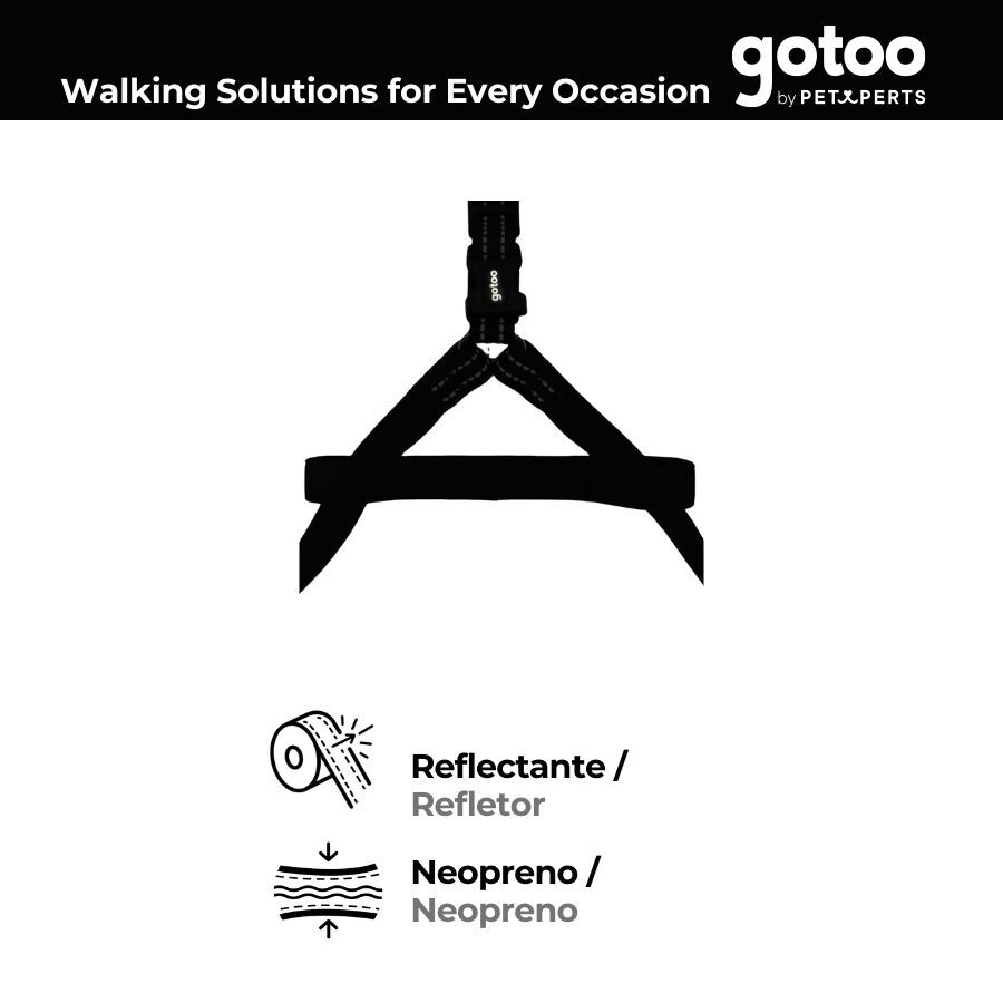 Gotoo Arnés reflectante de neopreno negro para perros thumbnail