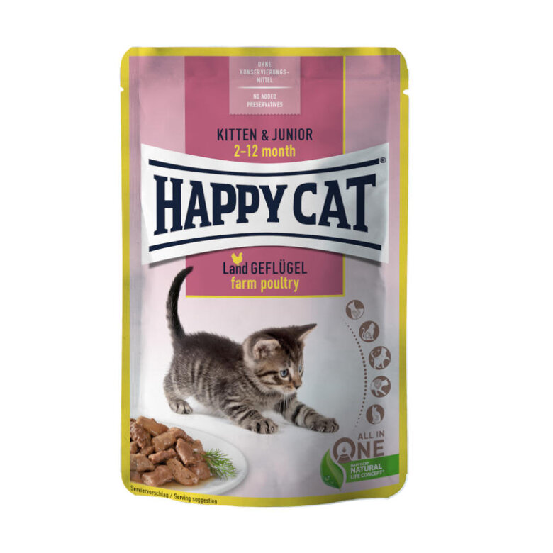 Happy Cat Kitten&Junior Pollo en salsa sobre, , large image number null