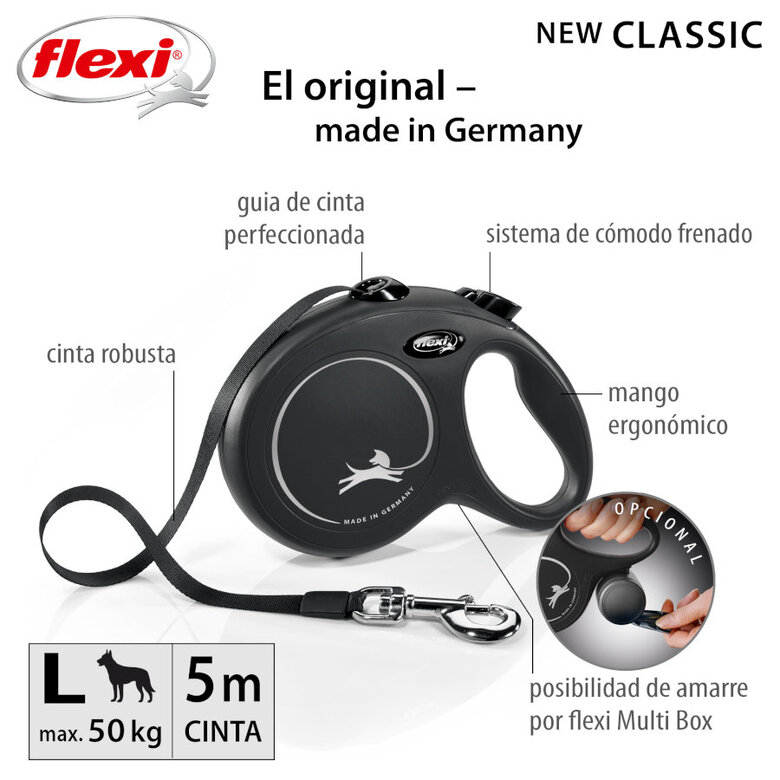 Flexi New Classic Correa Extensible Negra para perros,  Imagen numero 5 Flexi New Classic Correa Extensible Negra para perros, , large Imagen numero 5
