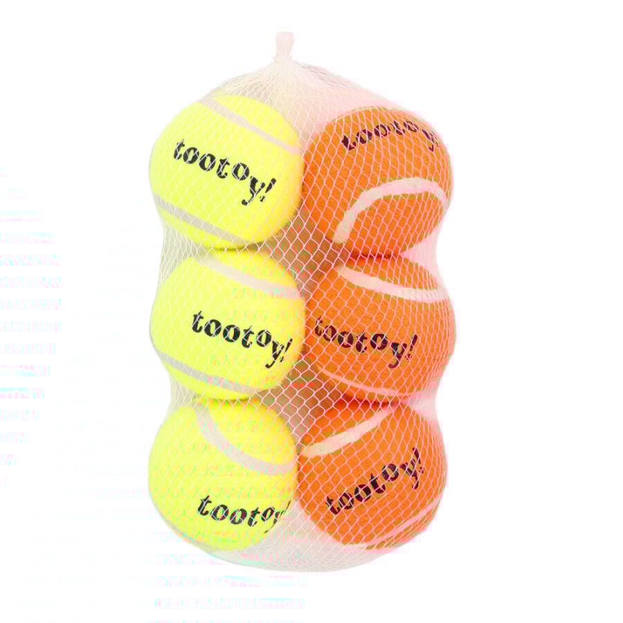 Tootoy! Chase Six Squeaker Ball pack de pelotas de tenis para perros, , large Imagen numero 2
