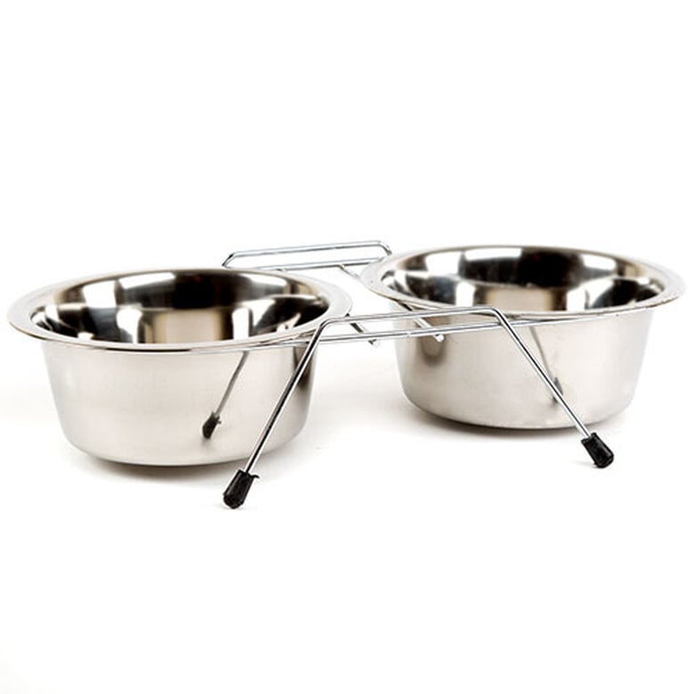 TK-Pet Comedero Doble con Base para mascotas,  Imagen numero 1 TK-Pet comedero mascota acero inoxidable base doble Imagen numero 1