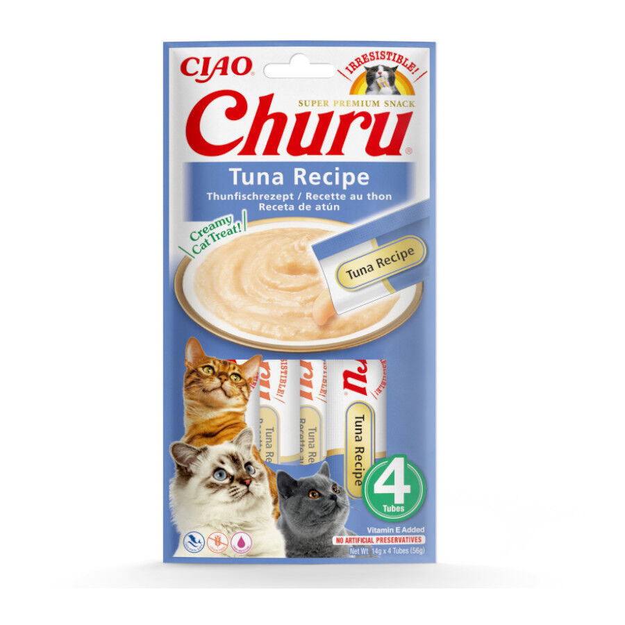 4 sobres x 14 g Churu Snack Cremoso de At&uacute;n para gatos, , large Imagen numero 1