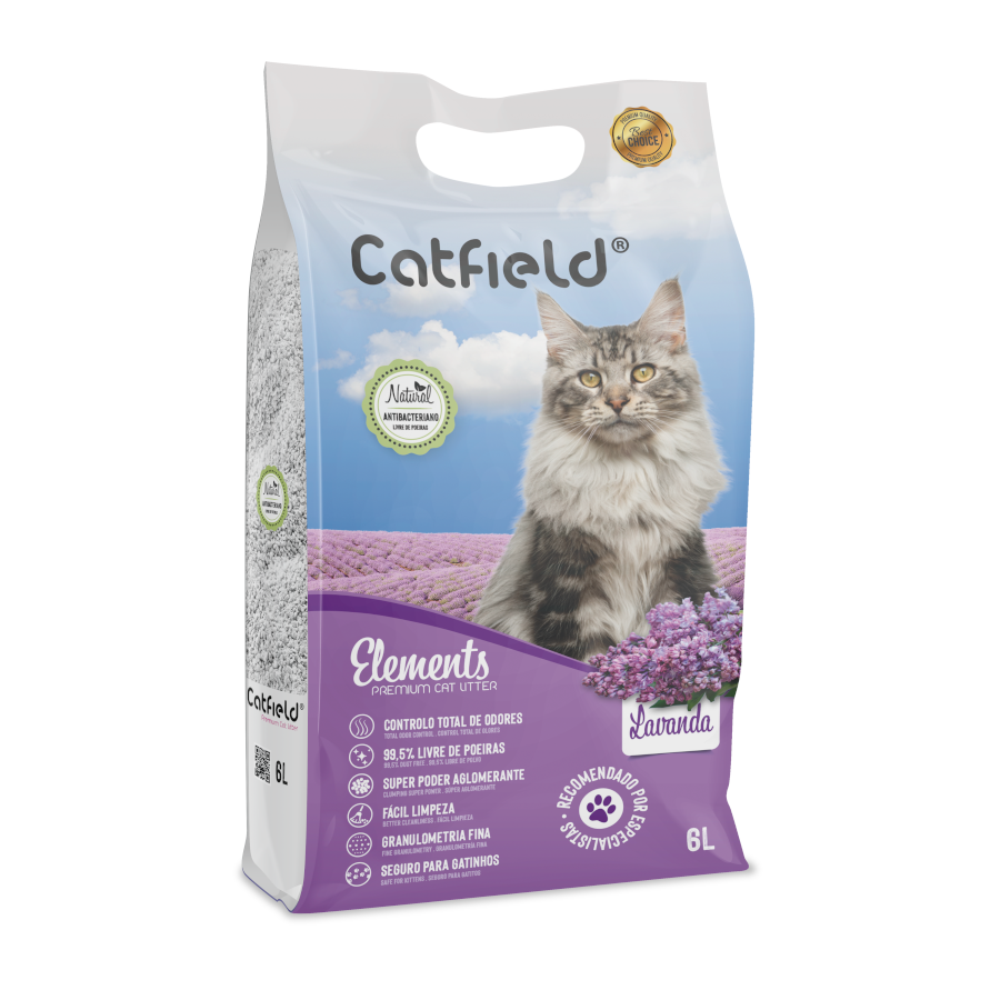 6 L Catfield Elements Lavanda Arena Aglomerante Natural para gatos, , large Imagen numero 1