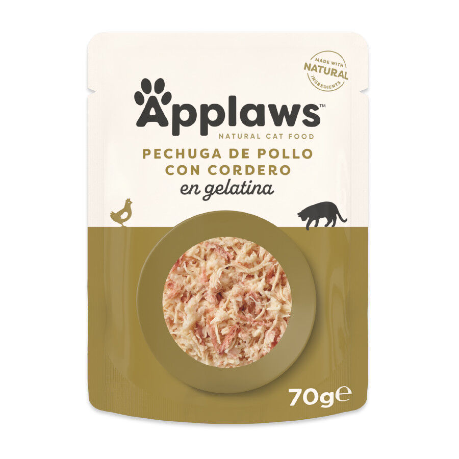 70 g Applaws Pollo y Cordero en gelatina sobre para gatos, , large Imagen numero 1