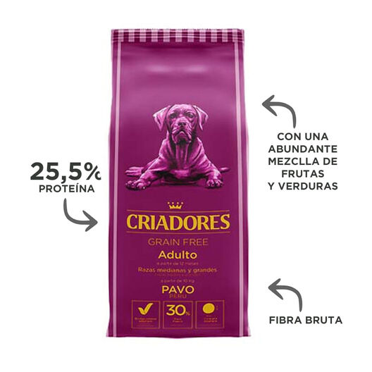 Criadores Adulto Grain Free Pavo pienso para perros de raza mediana y grande, , large image number null