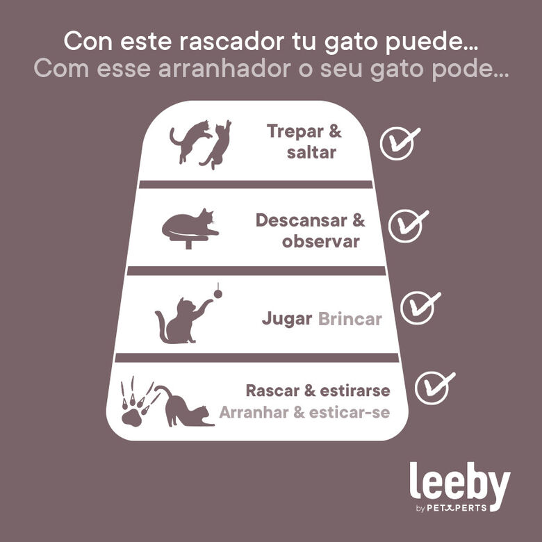 Leeby Boucle Collection Árbol rascador con cama nido y puente para gatos thumbnail