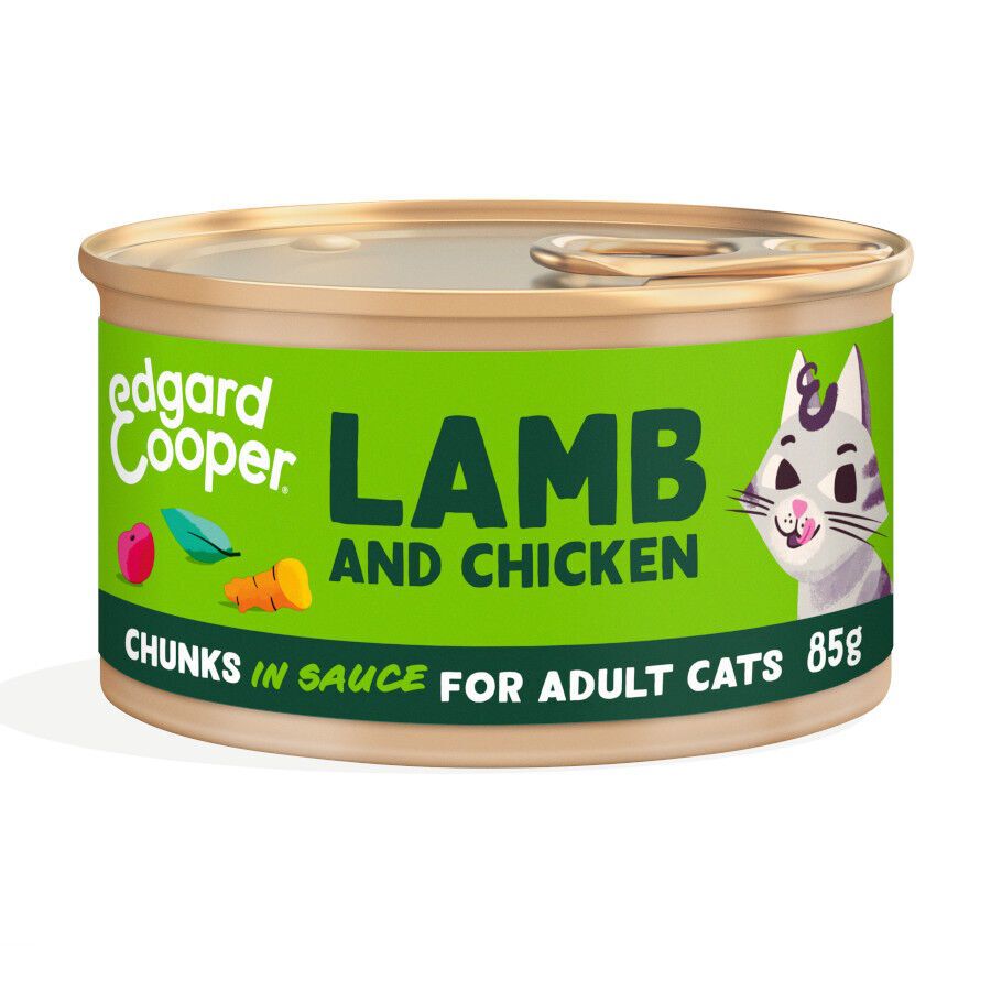 Edgard &amp; Cooper Adult Trocitos de Cordero y Pollo en Salsa lata para gatos thumbnail