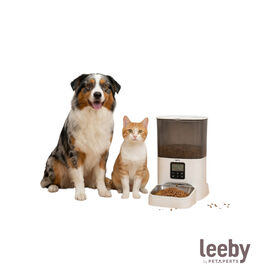 Leeby Comedero Autom&aacute;tico Programable Blanco y Gris para perros y gatos