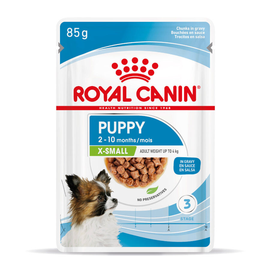 Royal Canin X-Small Puppy Trocitos en Salsa sobre para perros thumbnail