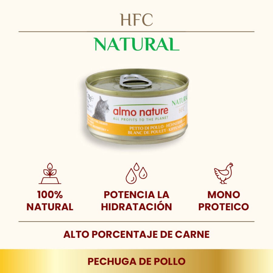 70 g Almo Nature HFC Natural Pollo lata para gatos, , large Imagen numero 2