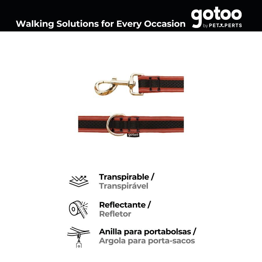 Gotoo Correa reflectante de malla naranja/negro para perro, , large Imagen numero 3