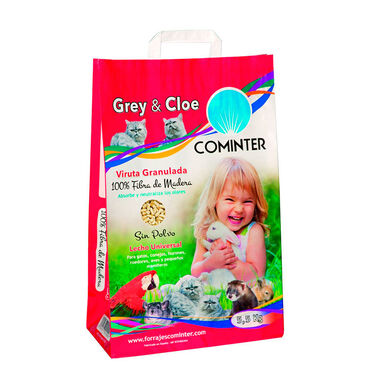 Cominter Grey y Cloe Lecho de Virutas de Madera Granulada para Mascotas