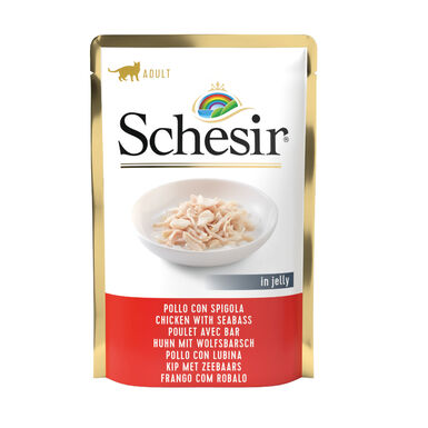 Schesir pollo con lubina sobre para gatos