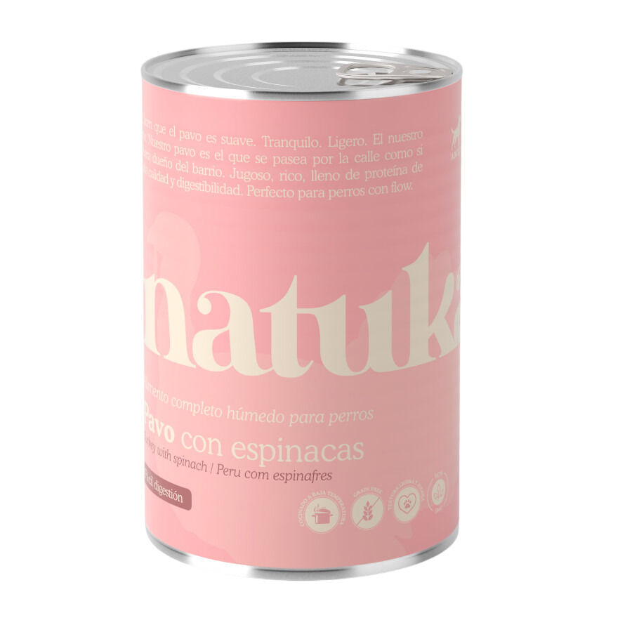 Natuka Comida H&uacute;meda Lata Pavo y Espinacas para perros, , large Imagen numero 1