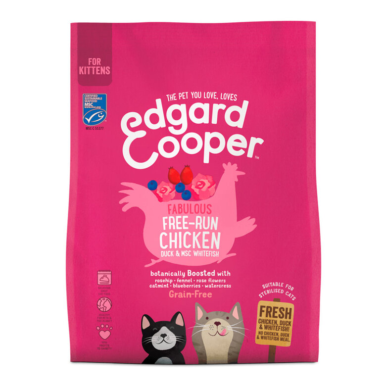 Edgard & Cooper Kitten Pollo y Pescado Blanco pienso para gatos, , large image number null
