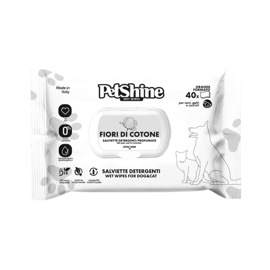 Petshine Toallitas h&uacute;medas Flor de algod&oacute;n para perros y gatos, , large Imagen numero 1