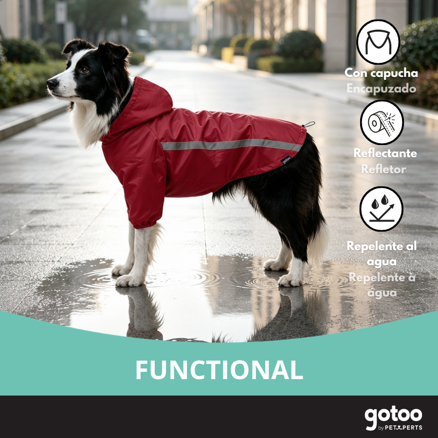 Gotoo Abrigo Impermeable Reflectante Rojo para perros, , large Imagen numero 6