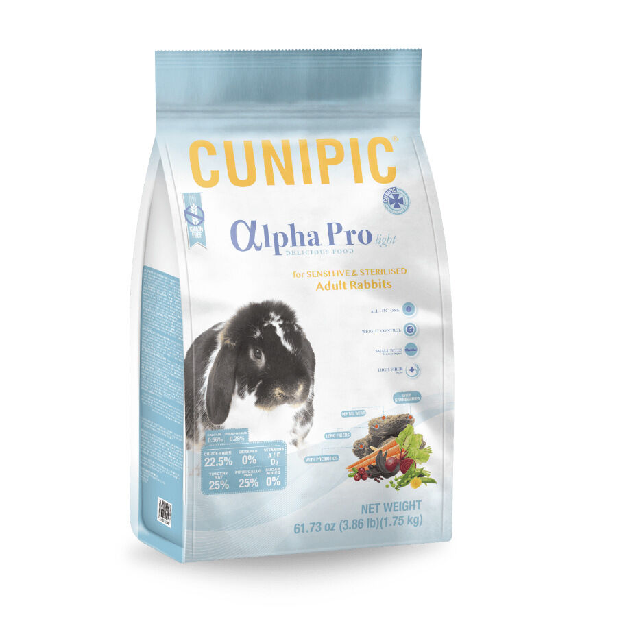 Cunipic Adult Alpha Pro Light & Sterilized pienso para conejos, , large Imagen numero 1