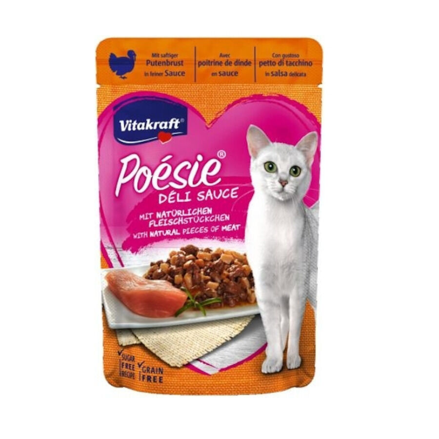 85 g Vitakraft Poesie Deli Sauce Pavo en Salsa Sobre para gatos, , large Imagen numero 1