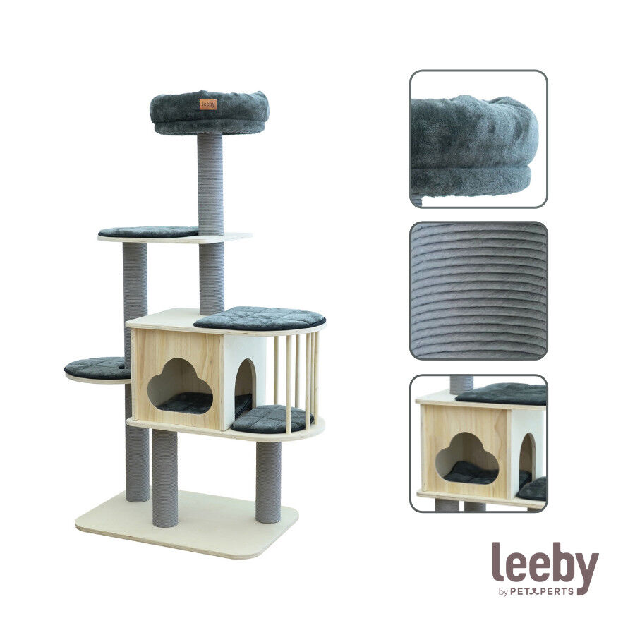 Leeby Cloud Collection torre rascador multiplataforma con cama nido para gatos thumbnail