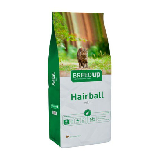 Breed Up Adult Hairball Pollo pienso para gatos, , large image number null