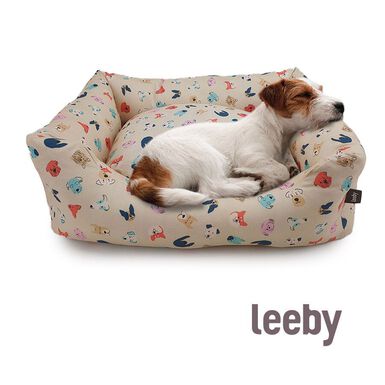 Leeby Cuna Desenfundable Beige Estampado Cómic para perros