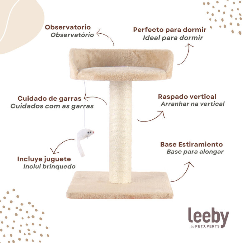 Leeby Tigrou rascador con cama y juguete beige para gatos,  Imagen numero 4 Leeby Tigrou rascador con cama y juguete beige para gatos, , large Imagen numero 4