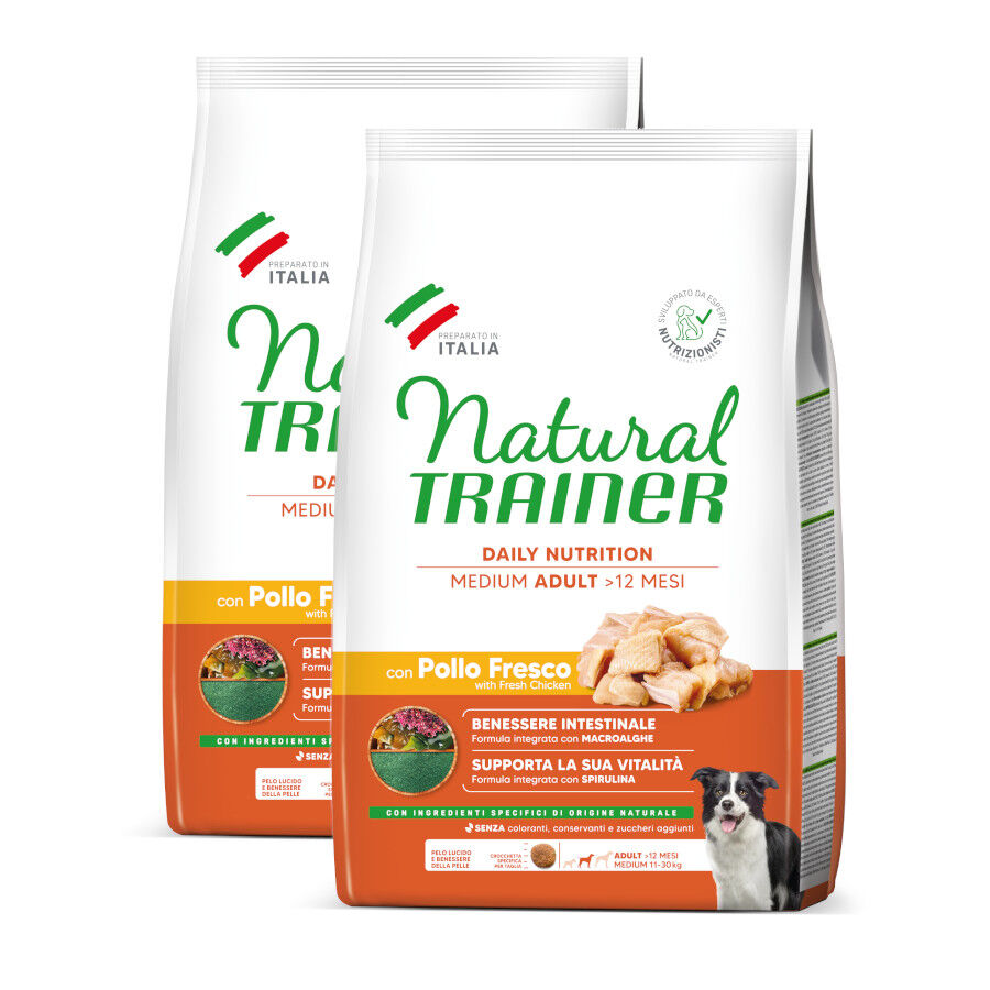 2 x 12 kg Natural Trainer Adult Medium Pollo pienso para perros &iexcl;Pack ahorro!, , large Imagen numero 1