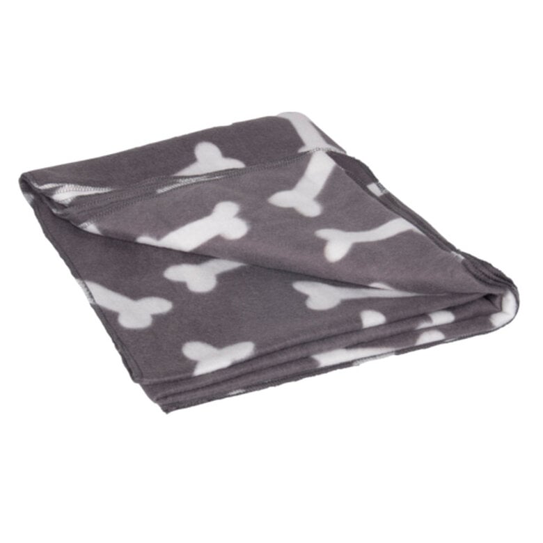 Flamingo Manta gris con estampado de huesos para mascotas,  Imagen numero 1 Flamingo manta gris con huesos para mascotas Imagen numero 1