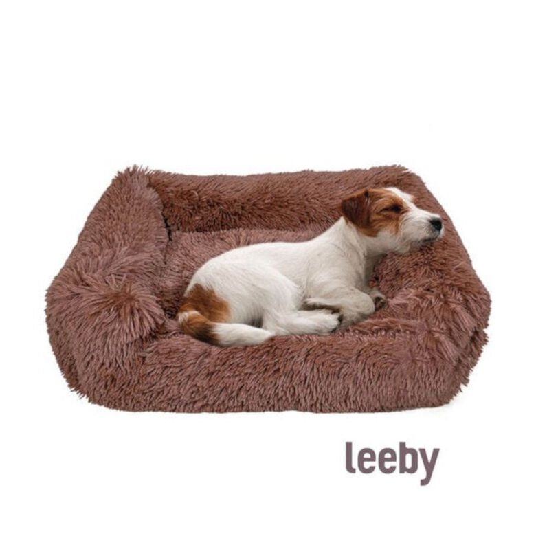 Leeby Cama Suave Antiestrés de Pelo Marrón para perros thumbnail