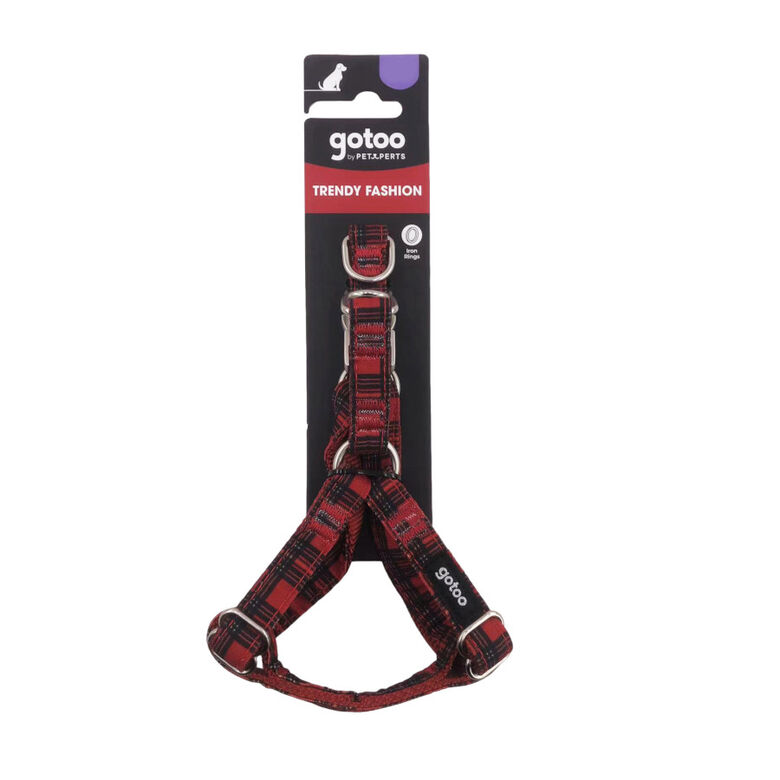 Gotoo Arnés estampado tartán rojo para perros thumbnail
