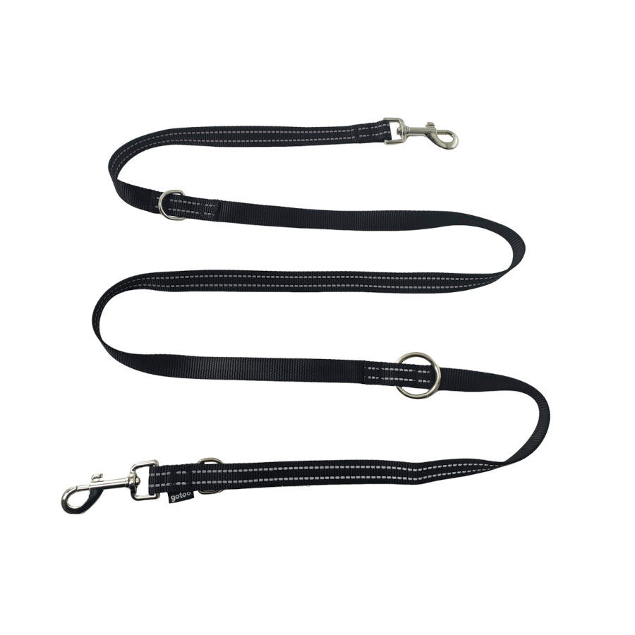Gotoo Correa multiposición de nylon negra para perros