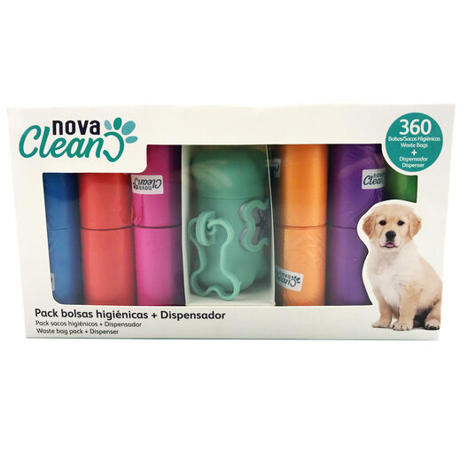 Nova Clean Porta Bolsas + 360 Bolsas Higiénicas para heces de perros