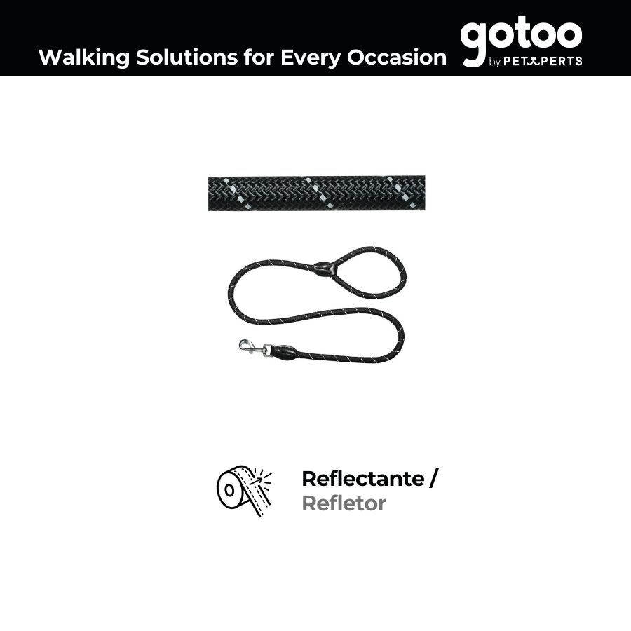 Gotoo Correa de cuerda reflectante negra para perros thumbnail