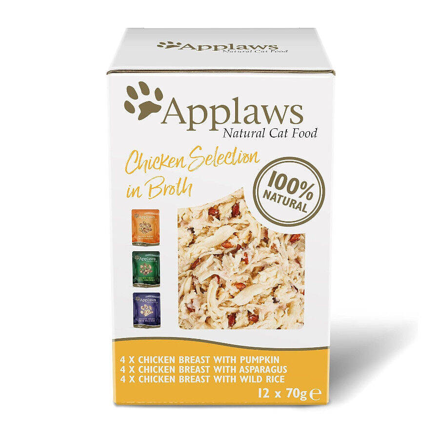 12 sobres x 70 g Applaws Selection Caldo de Pollo sobre para gatos - Multipack, , large Imagen numero 1