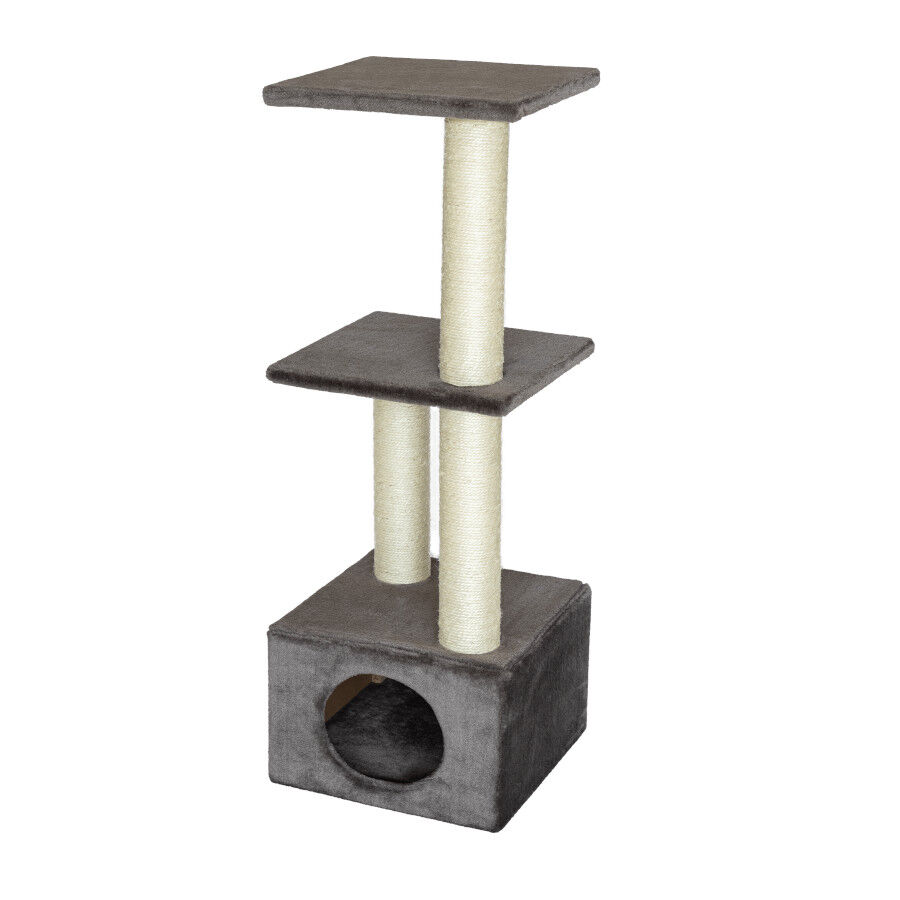Leeby Colette DoubPost torre rascador con cama nido gris para gatos